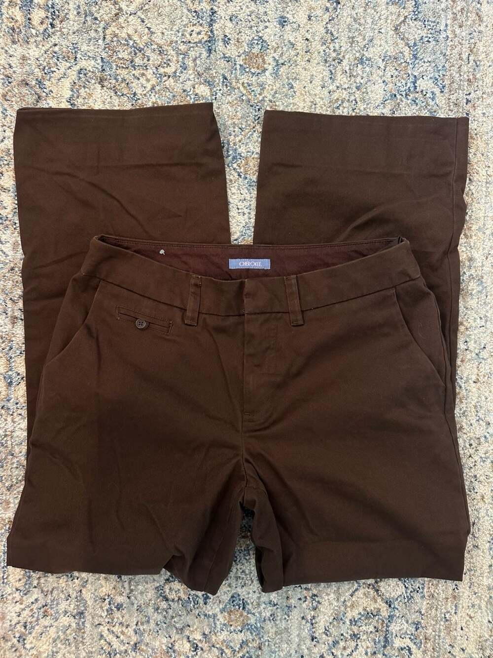 Cherokee Brown Cotton Spandex Hand Stitch Technology Trousers Size 4